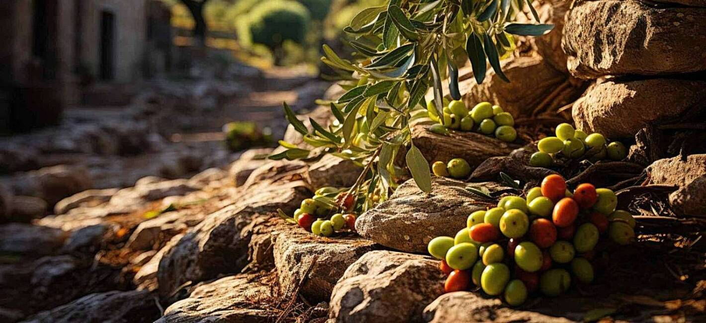 Ripe-olives-on-stony-soil